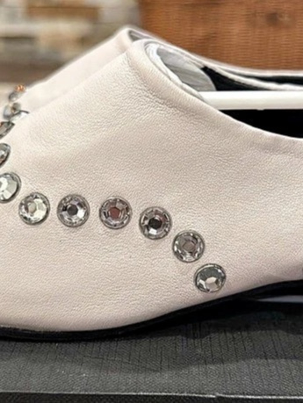 Opening Ceremony Charly Leather Rhinestone Slip-On Flats White US 6